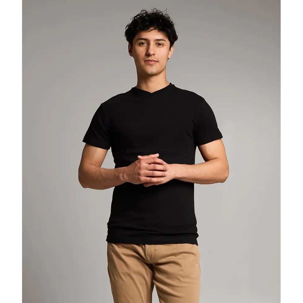 Buckle BKE Mens T-Shirt Black V-Neck Basic 100% Cotton Tee 2XL